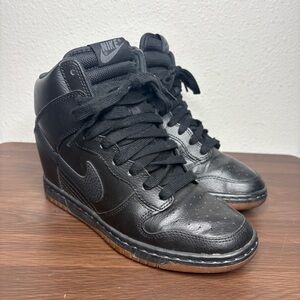 nike dunk sky high mesh black wedge trainers